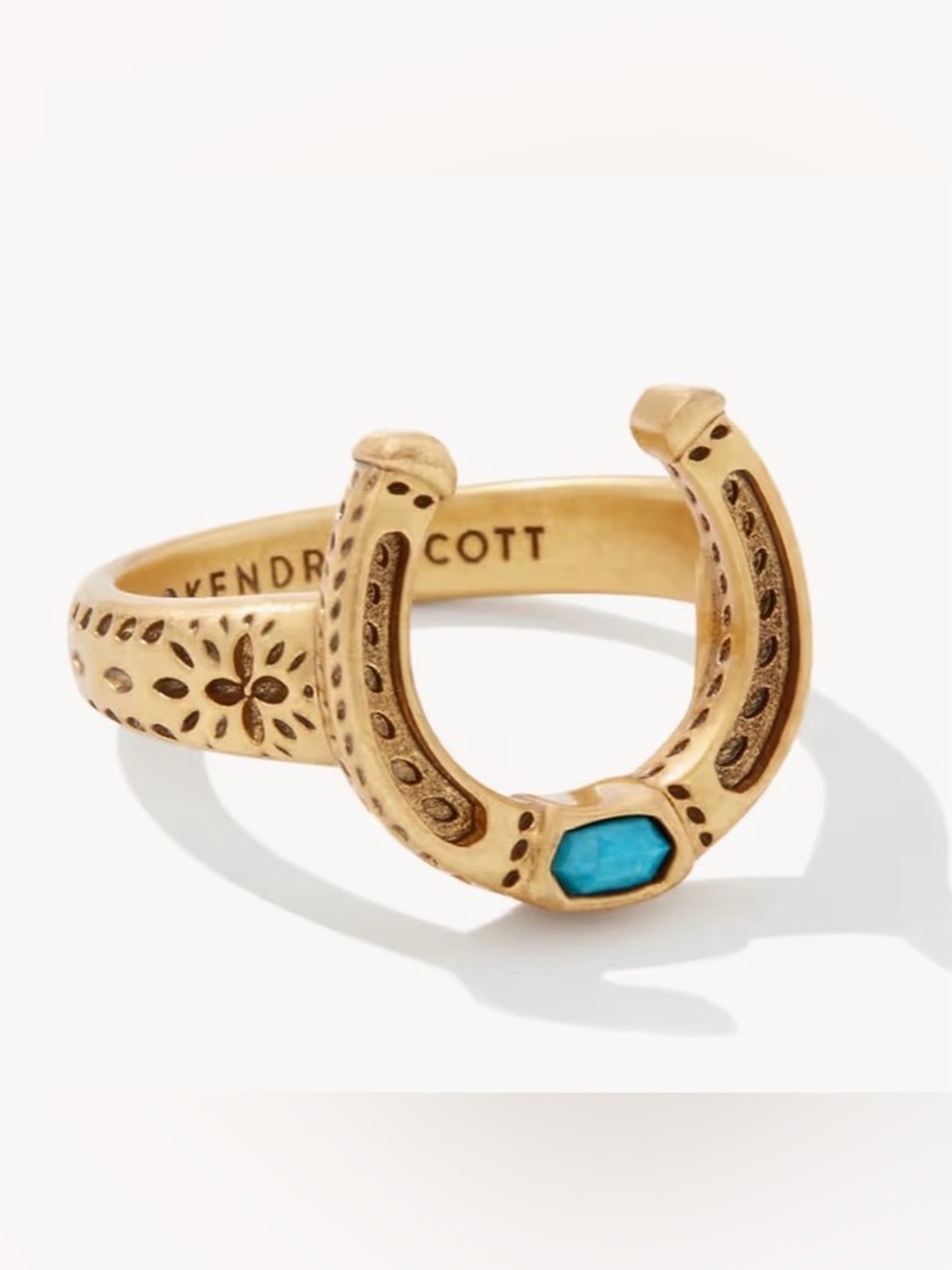 Kendra Scott Gold Horseshoe Ring with Turquoise Accent size 9